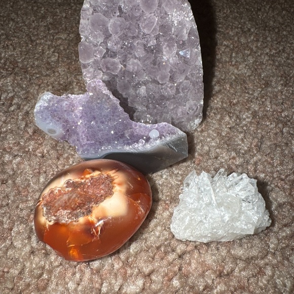 Other - Decorative Amethyst and Crystal Cluster Set - Purple, Orange, White